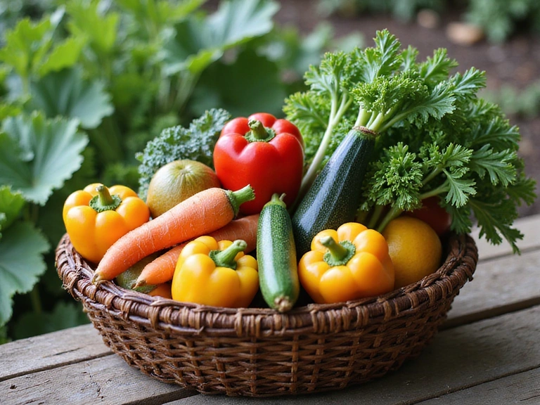 Cesto di verdure biologiche appena raccolte