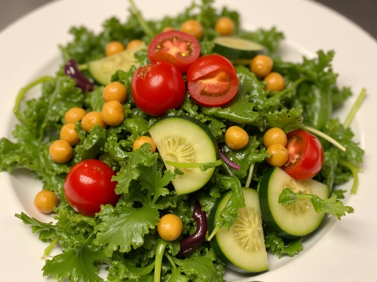 Un piatto colorato con insalata fresca e legumi